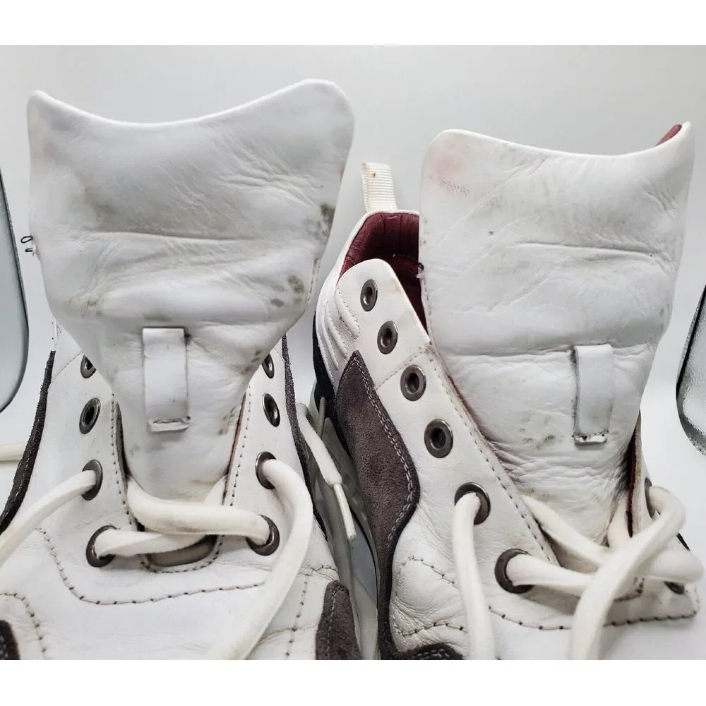 Sepol Luxury Hand Made Leather Sneakers‎ Men's 42 8.5 White Gray Black
